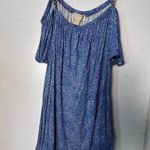 Michael Kors blue/white patterned blouse